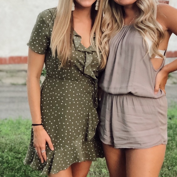 Forever 21 Dresses & Skirts - Polka Dot Green Wrap Dress